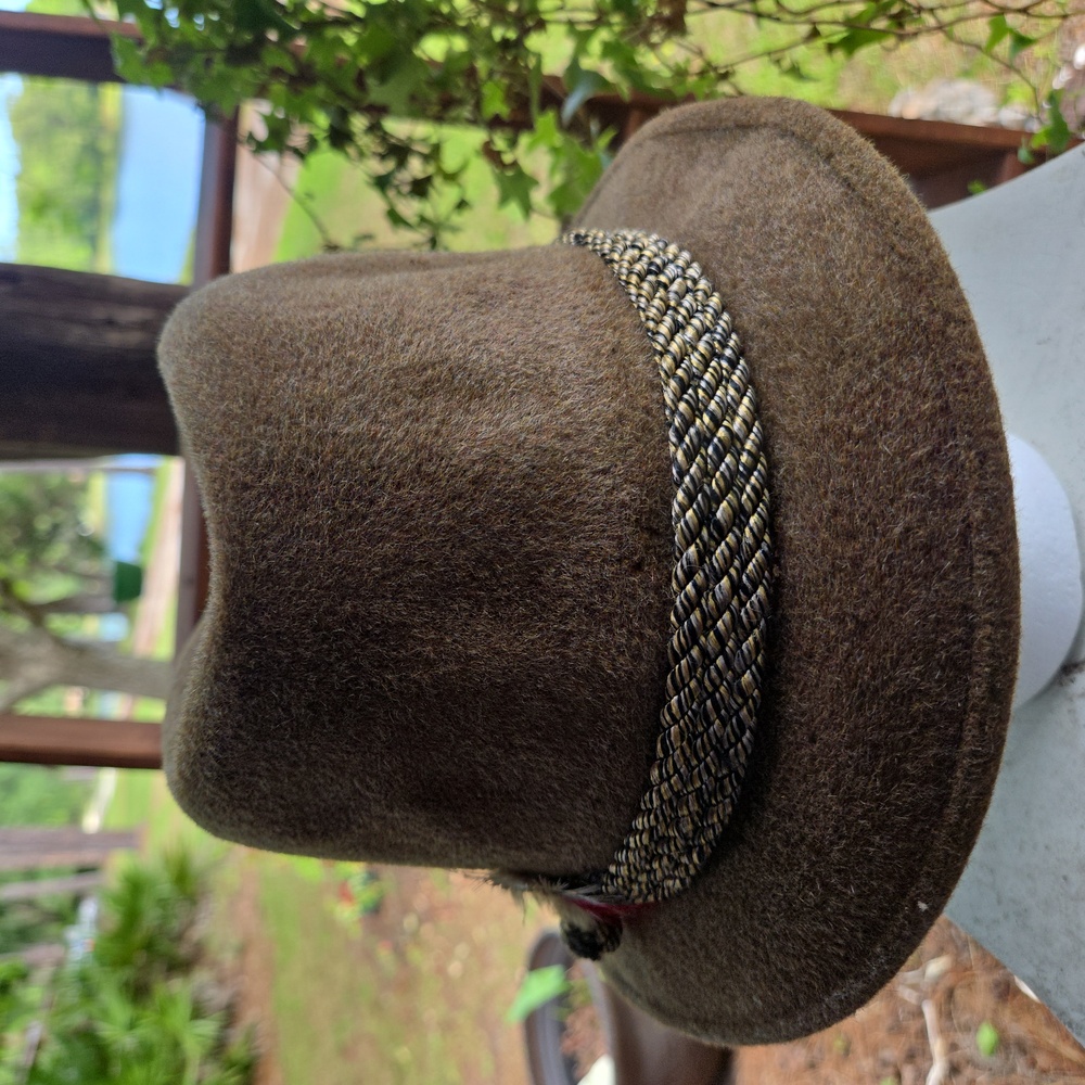 Resistol Self-Conforming Vintage Corded Rope Feather Accent Wool Fedora - Picture 4 of 13
